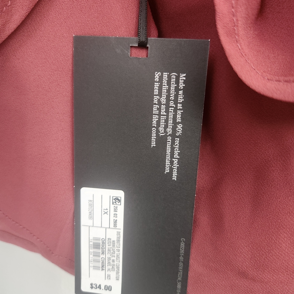 Future Collective Elegant Dusty Rose Women's Blouse 1X - Picture 2 of 5